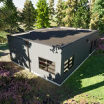 Large modern flat roof garage floor plan. Permit ready in Canada. Adaptive House Plans