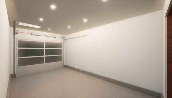 Interior view of the West Coast 1-Car Garage blueprint. A customizable, permit ready garage plan - Adaptive House Plans