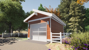 West Coast 1-Car Garage blueprint. A customizable, permit ready garage plan - Adaptive House Plans