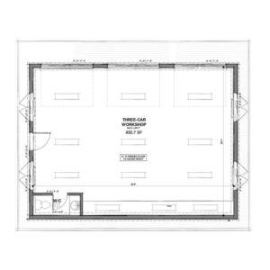 Eastsider - Sloped Flat Roof Garage Blueprint. Featuring windows and modern elements. Premium garage blueprint. Adaptive House Plans