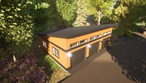 Sloped Flat Roof Garage Blueprint. Detached three-car garage blueprint. Adaptive House Plans