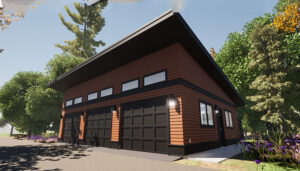 Premium garage plan with windows and a sloped flat roof. The Eastsider 3-Car Garage Blueprint. Adaptive House Plans