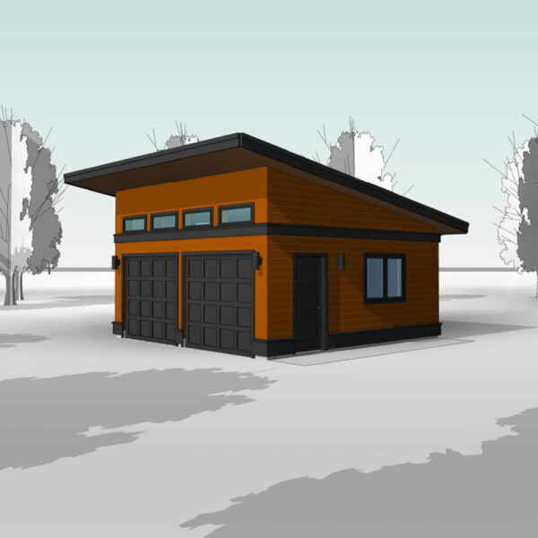 Modern flat roof garage blueprint. 2-car garage floor plan. Adaptive House Plans