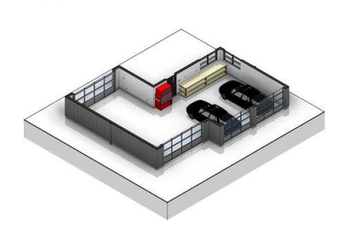 The CUBE two-car + recreational vehicle garage floor plan