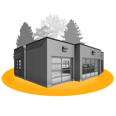 Four-Car Garage Floor Plan | Cube 36' x 26' Modern Garage Plan