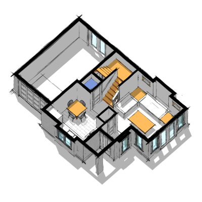 Main floor plan - The Victorian 32' x 23' Laneway House