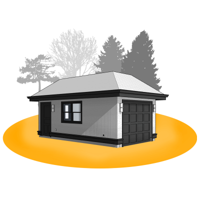 Mansard Detached One-Car Garage Blueprint